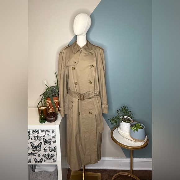 Vintage Burberrys’ London Trench Coat Khaki Belted Nova Check Men 40R Woman L - Picture 3 of 14